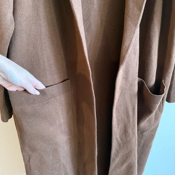 NWT J. Crew Ella Open Front Long Sweater Blazer Duster Wool Blend Brown Medium - Picture 4 of 8